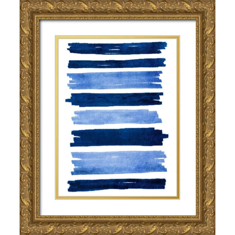 Indigo Rolling Streaks Gold Ornate Wood Framed Art Print with Double Matting by Prime, Marcus