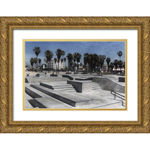 Venice Skating 1 Gold Ornate Wood Framed Art Print with Double Matting by Prime, Marcus