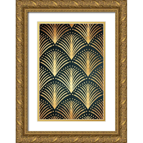 Golden Fans 1 Gold Ornate Wood Framed Art Print with Double Matting by Prime, Marcus