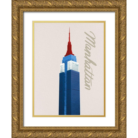 Patriotic Manhattan 1 Gold Ornate Wood Framed Art Print with Double Matting by Prime, Marcus