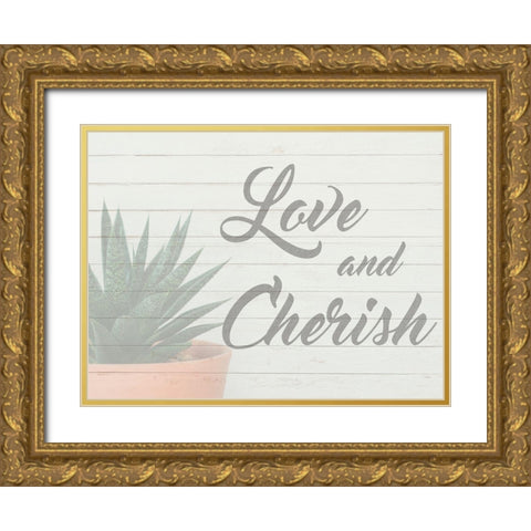 Love And Cherish 1 Gold Ornate Wood Framed Art Print with Double Matting by Prime, Marcus