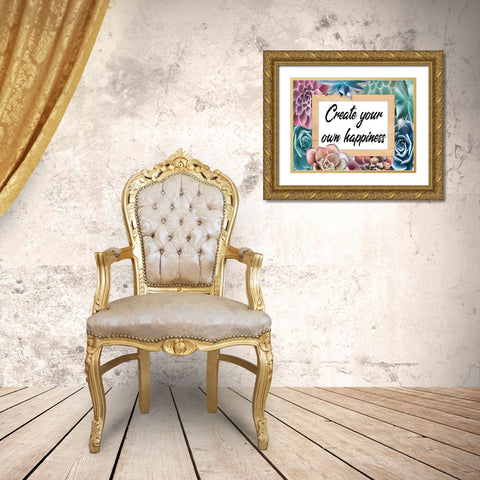Create Happiness 1 Gold Ornate Wood Framed Art Print with Double Matting by Prime, Marcus