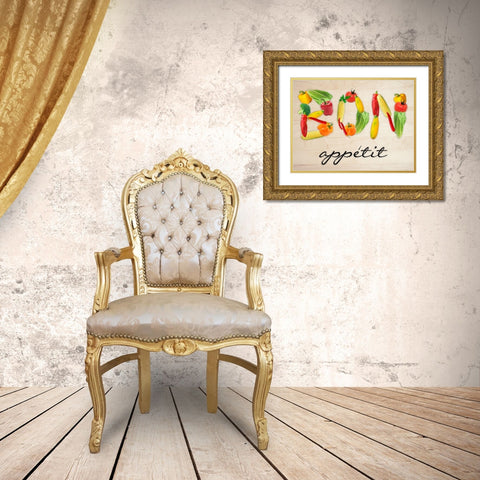 Bon Appetit Gold Ornate Wood Framed Art Print with Double Matting by Prime, Marcus
