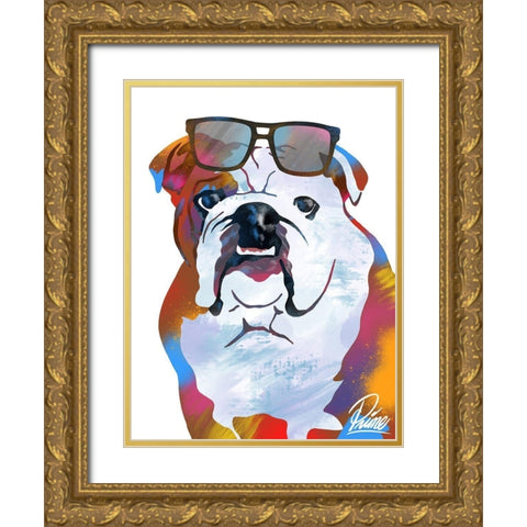 Flashy Bulldog 1 Gold Ornate Wood Framed Art Print with Double Matting by Prime, Marcus