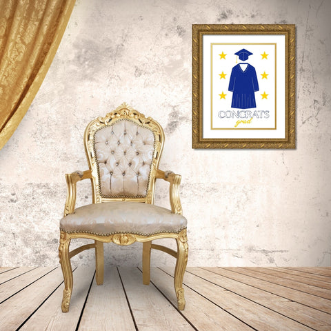 Congrats Grad 1 Gold Ornate Wood Framed Art Print with Double Matting by Prime, Marcus