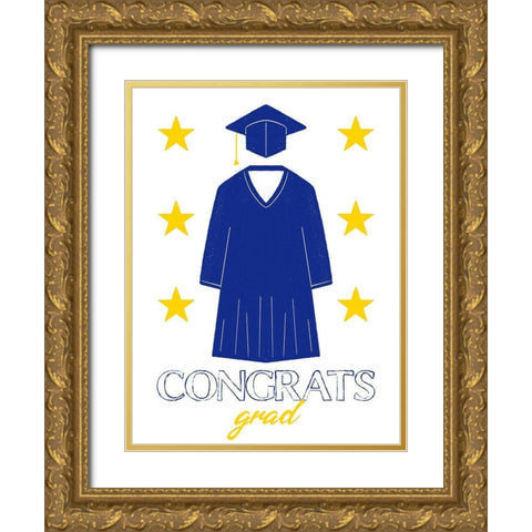 Congrats Grad 1 Gold Ornate Wood Framed Art Print with Double Matting by Prime, Marcus