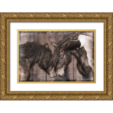 Loving Snuggles 1 Gold Ornate Wood Framed Art Print with Double Matting by Prime, Marcus