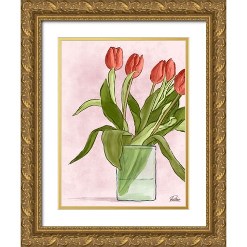 Kissable Blooms 1 Gold Ornate Wood Framed Art Print with Double Matting by Prime, Marcus