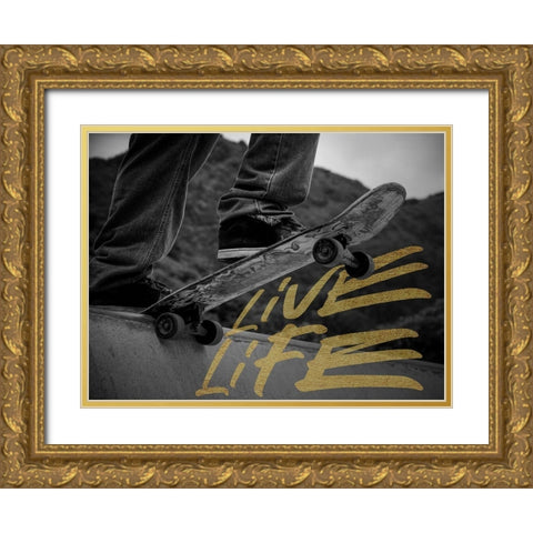 Live Life Gold Ornate Wood Framed Art Print with Double Matting by Prime, Marcus