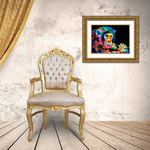 Monkey Color Burst 1 Gold Ornate Wood Framed Art Print with Double Matting by Prime, Marcus