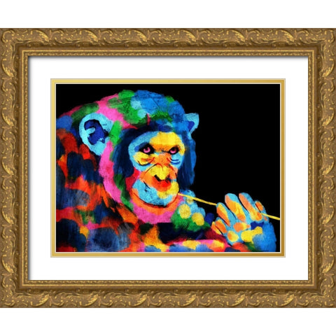 Monkey Color Burst 1 Gold Ornate Wood Framed Art Print with Double Matting by Prime, Marcus