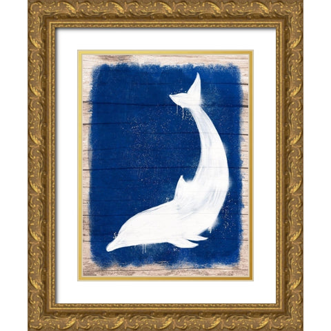 Dolphin Blast 1 Gold Ornate Wood Framed Art Print with Double Matting by Prime, Marcus