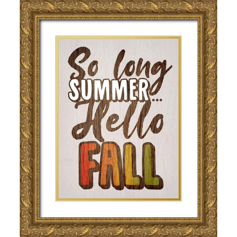 Hello Fall Gold Ornate Wood Framed Art Print with Double Matting by Prime, Marcus