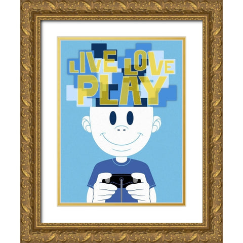 Live Love Play 1 Gold Ornate Wood Framed Art Print with Double Matting by Prime, Marcus