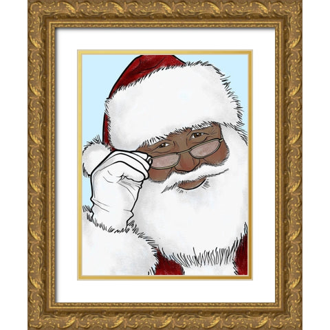 Santas Watching 2 Gold Ornate Wood Framed Art Print with Double Matting by Prime, Marcus