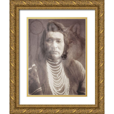 Wolf Dreamer Gold Ornate Wood Framed Art Print with Double Matting by Prime, Marcus