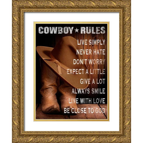 Cowboy Rules Gold Ornate Wood Framed Art Print with Double Matting by Prime, Marcus