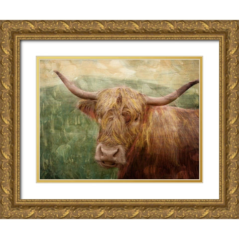 Hairy Bull Gold Ornate Wood Framed Art Print with Double Matting by Prime, Marcus
