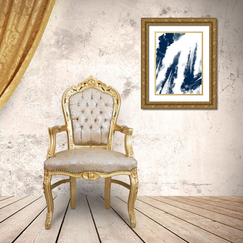 Navy Striking Seams 2 Gold Ornate Wood Framed Art Print with Double Matting by Prime, Marcus