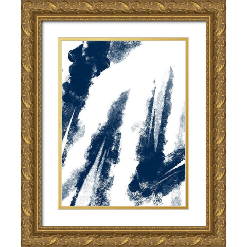 Navy Striking Seams 2 Gold Ornate Wood Framed Art Print with Double Matting by Prime, Marcus