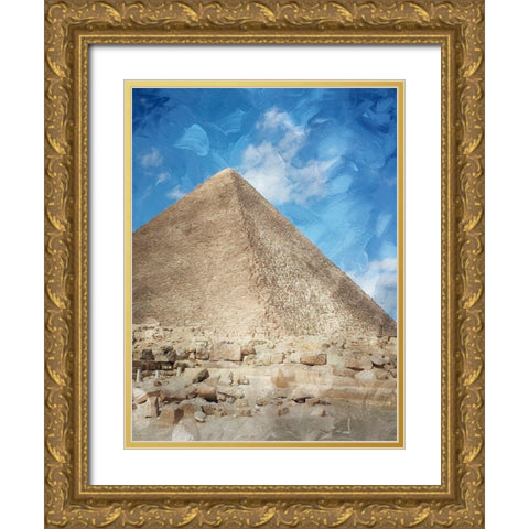 Pyramid Of Giza Gold Ornate Wood Framed Art Print with Double Matting by Prime, Marcus