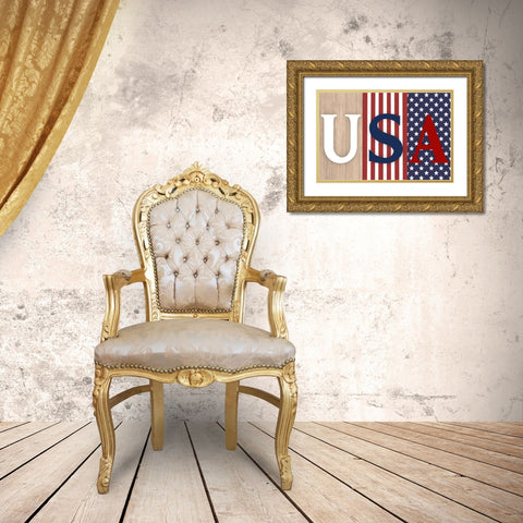 Old Time USA Gold Ornate Wood Framed Art Print with Double Matting by Prime, Marcus