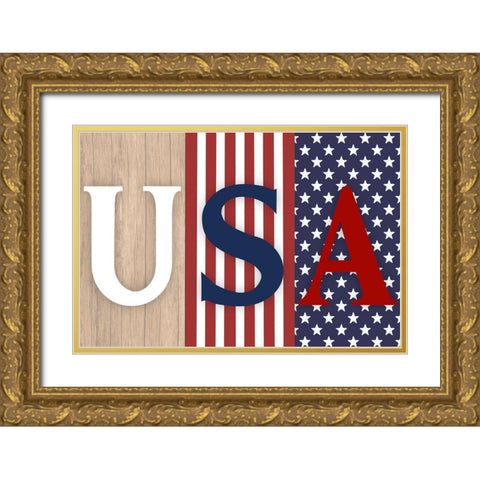 Old Time USA Gold Ornate Wood Framed Art Print with Double Matting by Prime, Marcus