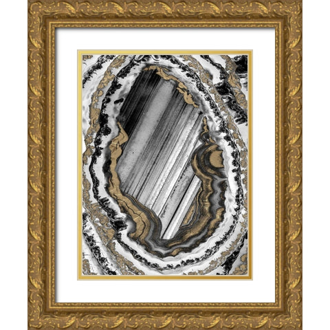 Golden Geode 1 Gold Ornate Wood Framed Art Print with Double Matting by Prime, Marcus