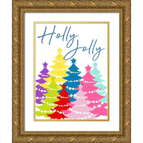 Holly Jolly Gold Ornate Wood Framed Art Print with Double Matting by Prime, Marcus