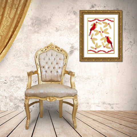 Merry Chirping Gold Ornate Wood Framed Art Print with Double Matting by Prime, Marcus