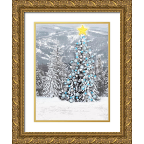 Merry And Bright Gold Ornate Wood Framed Art Print with Double Matting by Prime, Marcus