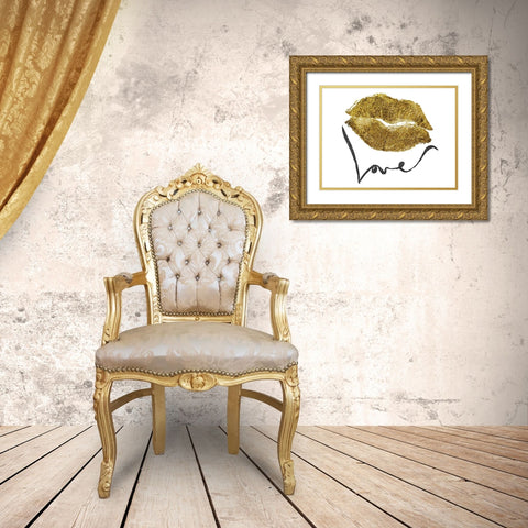 Loving Glitter Kiss Gold Ornate Wood Framed Art Print with Double Matting by Prime, Marcus