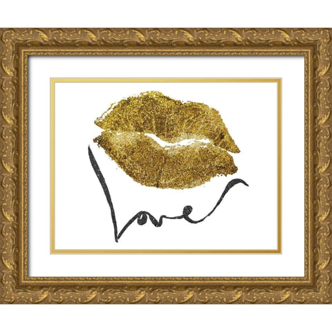 Loving Glitter Kiss Gold Ornate Wood Framed Art Print with Double Matting by Prime, Marcus