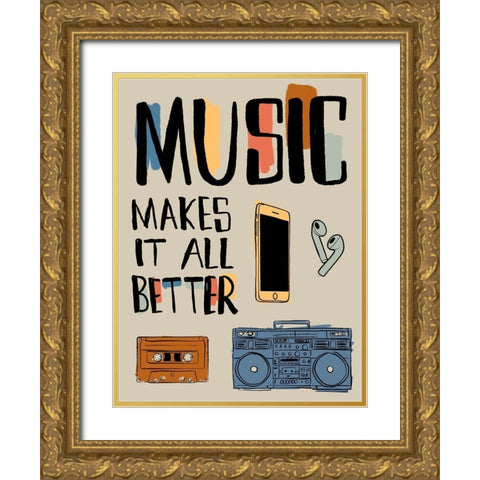 Better Music V3 Gold Ornate Wood Framed Art Print with Double Matting by Prime, Marcus
