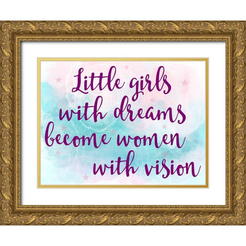 Girls With Watercolor Gold Ornate Wood Framed Art Print with Double Matting by Prime, Marcus