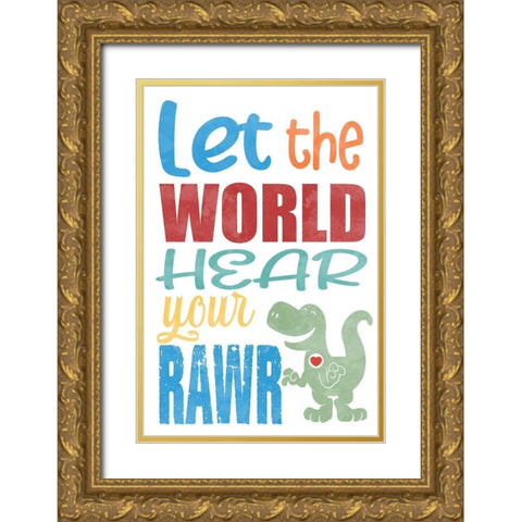 World Rawr Gold Ornate Wood Framed Art Print with Double Matting by Prime, Marcus
