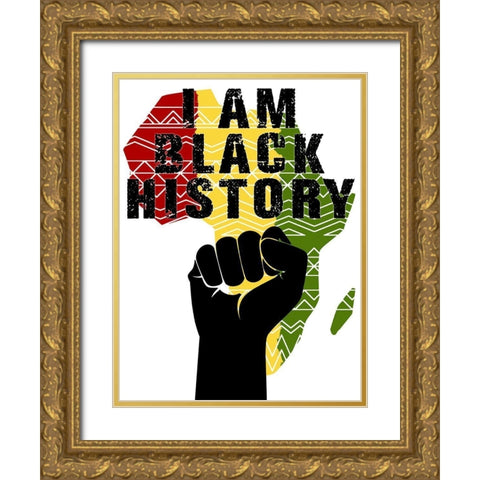 Historically Black 1 Gold Ornate Wood Framed Art Print with Double Matting by Prime, Marcus