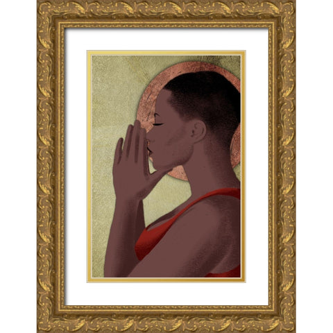 Praying Goddess 1 Gold Ornate Wood Framed Art Print with Double Matting by Prime, Marcus