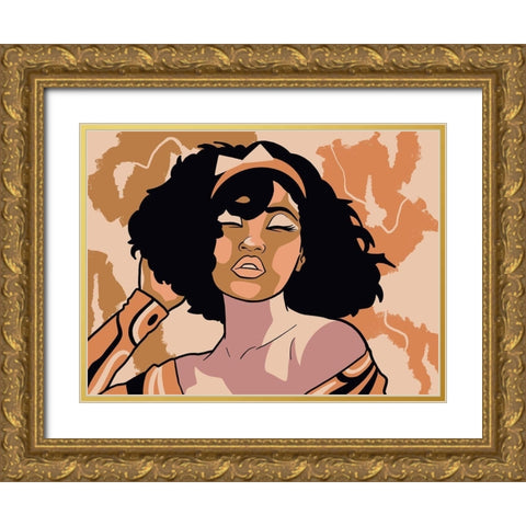 Disco Party Girl Gold Ornate Wood Framed Art Print with Double Matting by Prime, Marcus