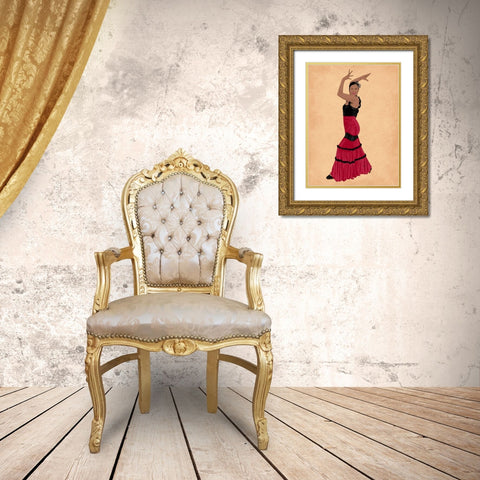 Flamingo Dancer 1 Gold Ornate Wood Framed Art Print with Double Matting by Prime, Marcus