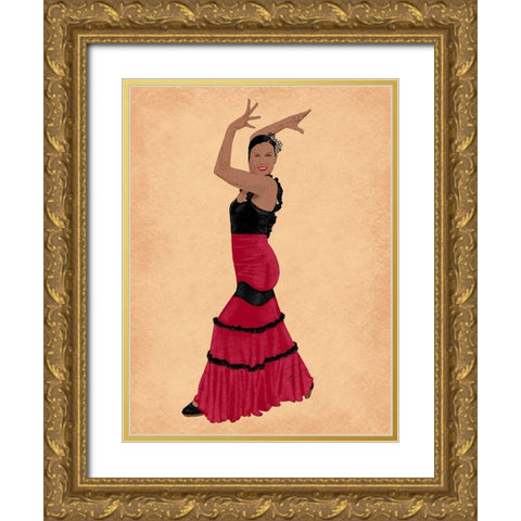 Flamingo Dancer 1 Gold Ornate Wood Framed Art Print with Double Matting by Prime, Marcus