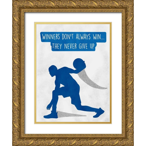 Never Give Up Gold Ornate Wood Framed Art Print with Double Matting by Prime, Marcus