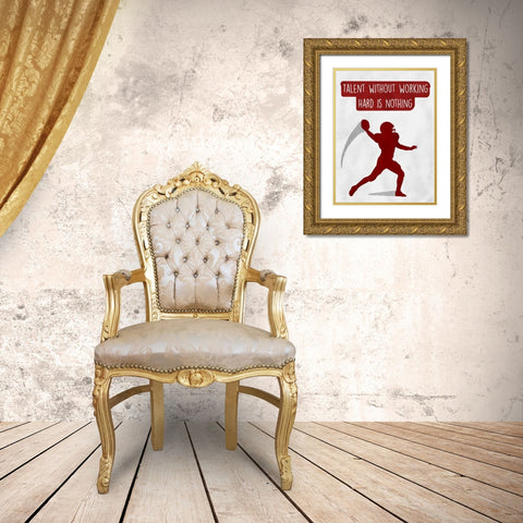 Work Hard Gold Ornate Wood Framed Art Print with Double Matting by Prime, Marcus