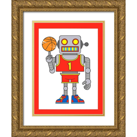 Robo Hoops 3 Gold Ornate Wood Framed Art Print with Double Matting by Prime, Marcus