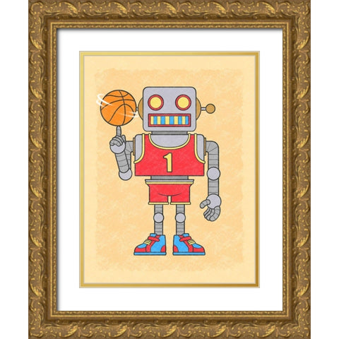 Robo Hoops Gold Ornate Wood Framed Art Print with Double Matting by Prime, Marcus
