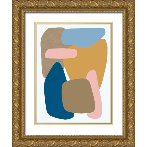 Merging Pastel Pebbles 1 Gold Ornate Wood Framed Art Print with Double Matting by Prime, Marcus