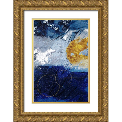 Indigo Gold Storm 1 Gold Ornate Wood Framed Art Print with Double Matting by Prime, Marcus