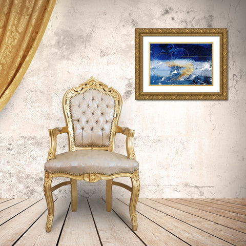 Indigo Gold Storm 2 Gold Ornate Wood Framed Art Print with Double Matting by Prime, Marcus