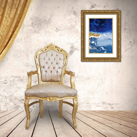 Indigo Gold Storm 3 Gold Ornate Wood Framed Art Print with Double Matting by Prime, Marcus