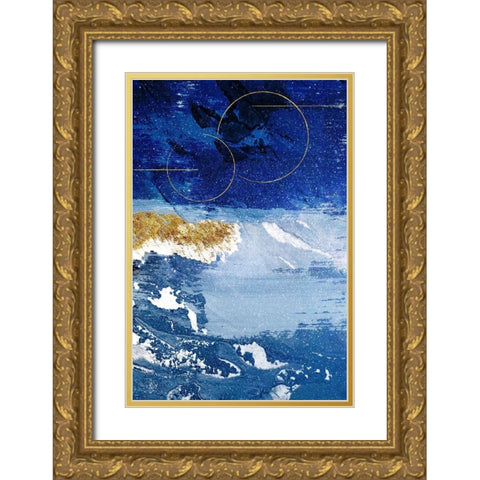 Indigo Gold Storm 3 Gold Ornate Wood Framed Art Print with Double Matting by Prime, Marcus